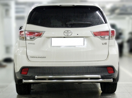 Toyota Highlander 2010-2013г.в.-Защита заднего бампера радиусная двойная d-60+53